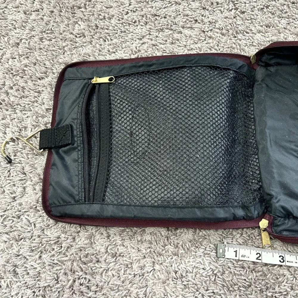 Bay Bags Vintage‎ Floral Tapestry Hanging Toiletry Travel Organizer Burgundy 90s